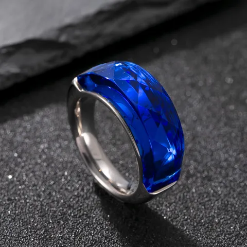 Minimalist Stainless Steel Ring For Women Diamond Cut Zirconia Geometric Ring Fashion Jewelry Finger Ring