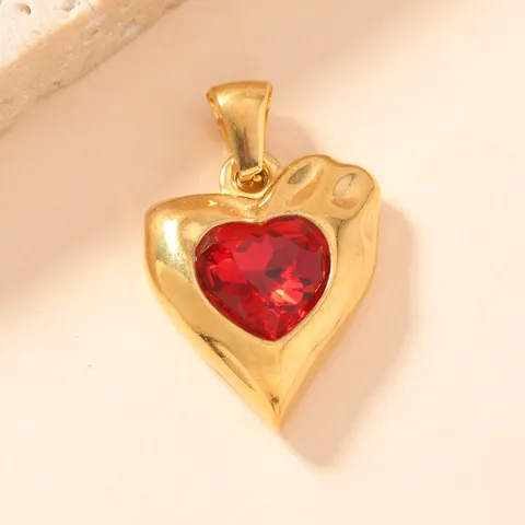 Minimalist Stainless Steel Heart Pendant Rhinestone Inlaid DIY Jewelry Accessory Charming Single Pendant For Women