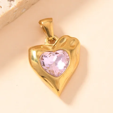 Minimalist Stainless Steel Heart Pendant Rhinestone Inlaid DIY Jewelry Accessory Charming Single Pendant For Women