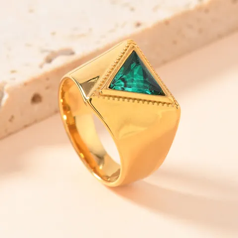Minimalistisch Edelstahl Dreieck Geometrischer Ring Für Frauen Männer Vergoldet Strass Edelstahlring Modeschmuck