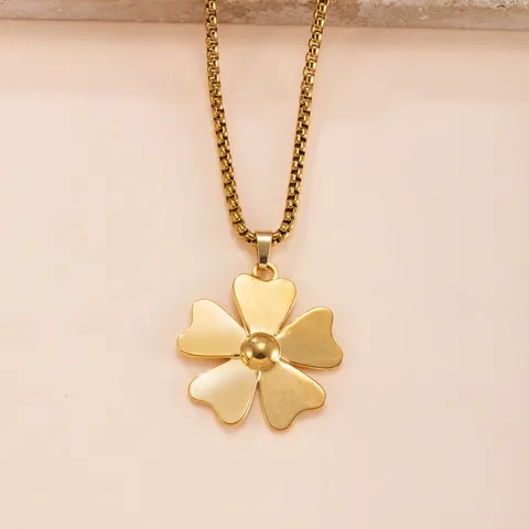 Stainless Steel Pendant Necklace Minimalist Gold Plated Floral Leaf Bow Star Shape DIY Jewelry Accessories For Women