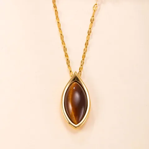 Ciondolo in Pietra Naturale Marquise in Acciaio Inossidabile Elegante Accessorio di Gioielleria in Acciaio al Titanio
