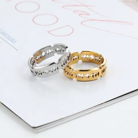 Anillo de Hoja de Afeitar de Acero Inoxidable Hip Hop Punk para Hombre Anillo Geométrico Único Moda Streetwear Joyería Fresca Regalo