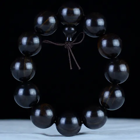 African Blackwood Buddhist Prayer Beads Bracelet Natural Ebony Wood Polished Mala Meditation Jewelry For Men Women