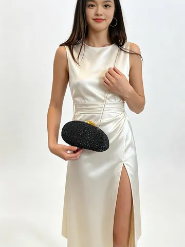 Sac de Soirée de Luxe en Acrylique avec Strass pour Femmes Pochette de Banquet Élégante Sac à Bandoulière avec Chaîne en Métal pour Fêtes