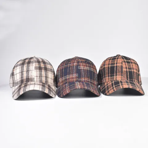 Classic Plaid Baseball Cap Cotton Adjustable Dad Hat Autumn Winter Vintage Sun Protection Casual Hat For Men Women