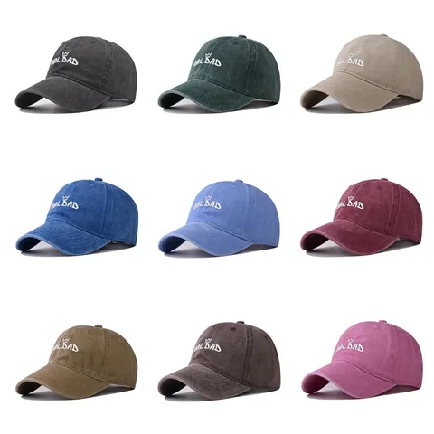 Washed Distressed Cotton Baseball Cap Crown Embroidered Unisex Adjustable Dad Hat Outdoor Sports Sun Protection Hat