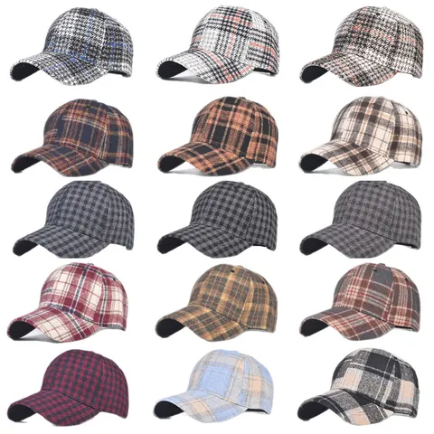Classic Plaid Baseball Cap Cotton Adjustable Dad Hat Autumn Winter Vintage Sun Protection Casual Hat For Men Women