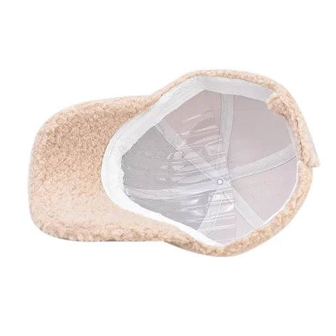 Thickened Lamb Wool Baseball Cap Winter Warm Sun Protection Outdoor Adjustable Solid Color Hat For Women And Men