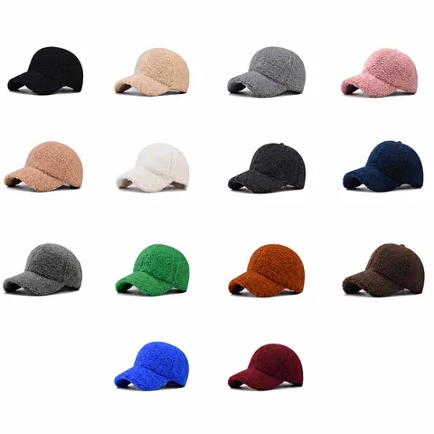 Verdickte Lammwolle Baseballkappe Winter Warm Sonnenschutz Outdoor Verstellbare Einfarbige Mütze Für Damen Und Herren