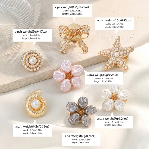 French Vintage Artificial Pearl Cufflinks Retro Round Flower Heart Starfish Shirt Decorations Zinc Alloy Rhinestone Jewelry For Men Women Business Casual Dress Accessories