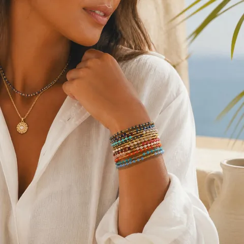 Bohemian Glass Seed Beads Braided Bracelet Cheiropoiito Rythmizómeno Multilayer Boho Diakopés Kosmima Doro Gia Gynaíkes