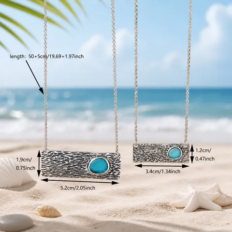 Ocean Style Sea Glass Pendant Necklace For Women Alloy Chain Artificial Pearl Starfish Sea Turtle Dolphin Shell Charms Summer Beach Jewelry