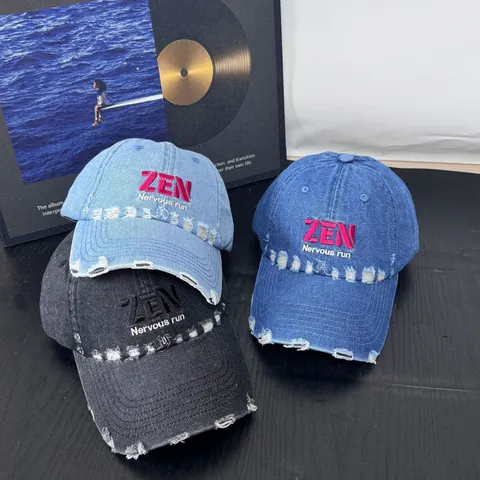 Retro Distressed Buchstaben Stickerei Baseballkappe Damen Street Vielseitig Soft Top Denim Baseballkappe Herren Outdoor Sonnenschutz Hut