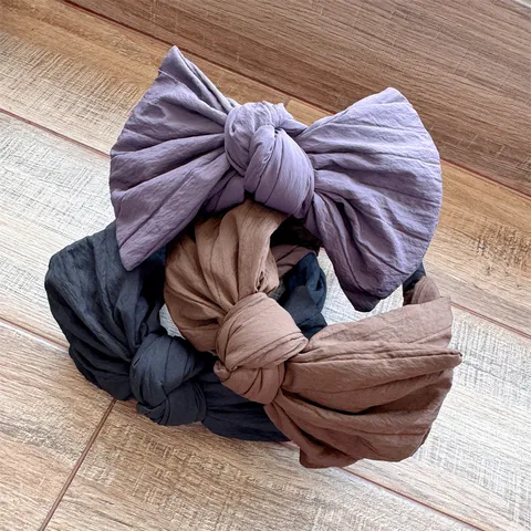 Serre-tête Nœud Style Coréen pour Femmes Bord Large Effet Volume Haut Couleur Unie Accessoires de Coiffure Doux et Mode