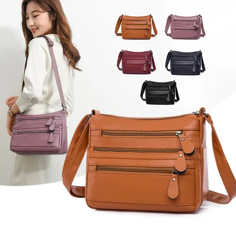 Bolso Bandolera de Cuero PU para Mujer Bolsillos Múltiples Casual Tote Handbag Urbano Minimalista Combinación Diaria
