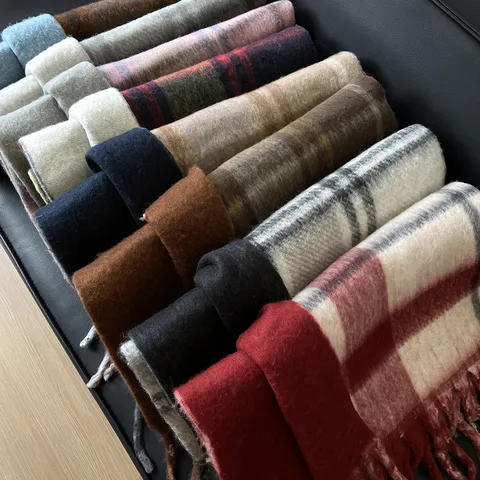 Classic Plaid Scarf Autumn Winter Thickened Warm Tassels Shawl Versatile Fashion Couple Neck Warmer