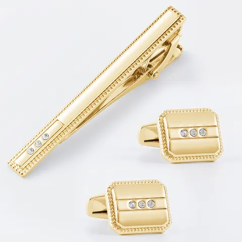 Hommes Mode Alliage Strass Boutons de Manchette Et Pince à Cravate Ensemble Affaires Mariage Costume Chemise Accessoires