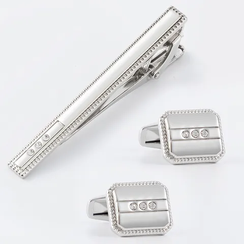 Hommes Mode Alliage Strass Boutons de Manchette Et Pince à Cravate Ensemble Affaires Mariage Costume Chemise Accessoires