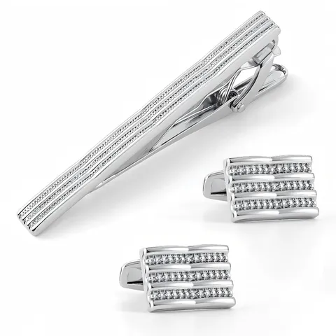 Men Business Alloy Cufflinks And Tie Clip Set Electroplated Embossed Pattern Formal Suit Accessories Jewelry Gift