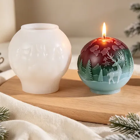 Weihnachten Elch Schneeflocke Relief Aromatherapie Kerze Silikonform DIY Geometrisch Zylinder Handwerk Seife Herstellung Form