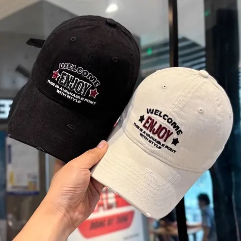 Gorra de Béisbol de Algodón Lavado Vintage Letra Desgastada Bordada Dad Hat Ajustable Casual Aire Libre Deporte