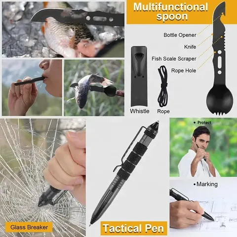 Professionele Outdoor Overlevingsuitrusting Kit Noodhulp Uitrusting Tactische Camping Gereedschap Set Voor Auto Wandelen Reizen