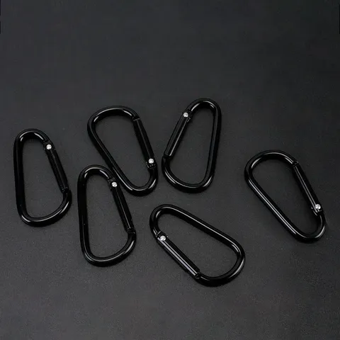 Outdoor Aluminium Legering D-Vorm Karabijnhaak Veer Snap Haak Clip Voor Backpacken Wandelen Tent Zwart