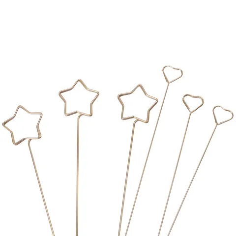 Gouden Metalen Bloemenprikkers Kaarthouders Hart Ster Ronde Draad Bloemstuk Prikken Decoratieve Notities Memo Clips