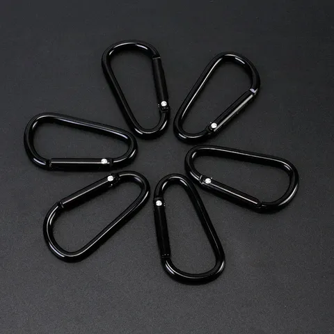 Outdoor Aluminium Legering D-Vorm Karabijnhaak Veer Snap Haak Clip Voor Backpacken Wandelen Tent Zwart