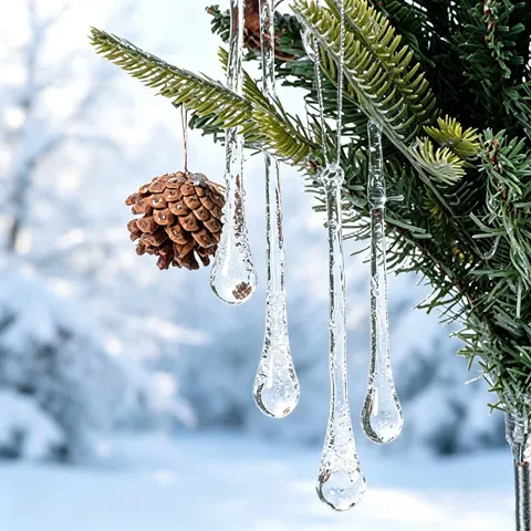 Transparante En Bordeauxrode Glazen Waterdruppel IJskegel Hangers Kerstboom Hangende Ornamenten Feest Thuisdecoratie