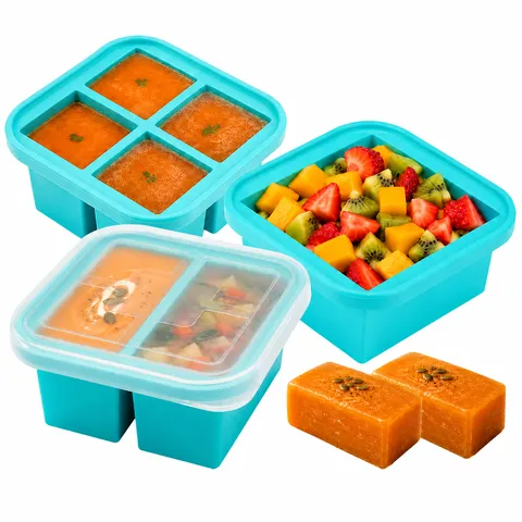 Lebensmittelechtes Silikon Eiswürfelbehälter Babyfood Gefrier-Aufbewahrungsbox Mit Deckel Form Für Küche