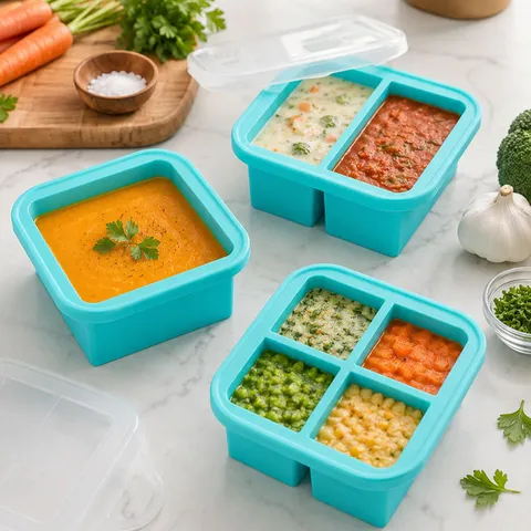 Lebensmittelechtes Silikon Eiswürfelbehälter Babyfood Gefrier-Aufbewahrungsbox Mit Deckel Form Für Küche