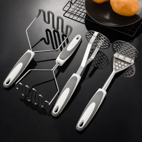 Stainless Steel Potato Masher Manual Potato Squeezer Kitchen Gadget Heavy Duty Ricer Non-Slip Handle