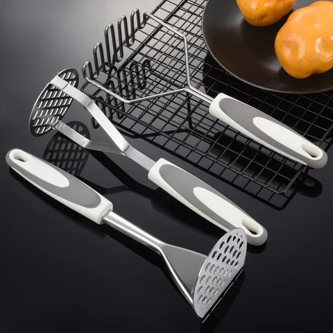 Stainless Steel Potato Masher Manual Potato Squeezer Kitchen Gadget Heavy Duty Ricer Non-Slip Handle