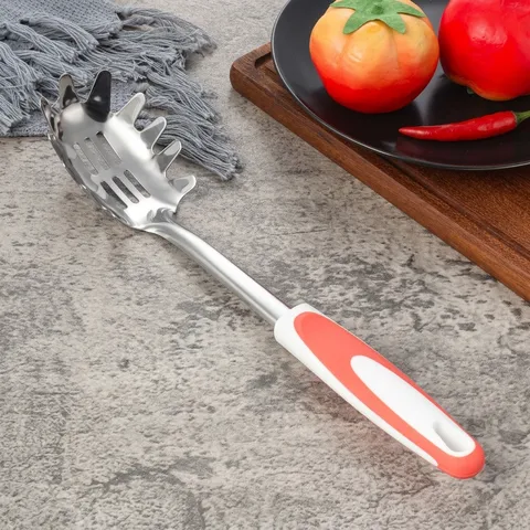 Serveur à Spaghetti en Acier Inoxydable Cuillère à Pâtes Antidérapante Avec Manche PP TPR Outil de Cuisine