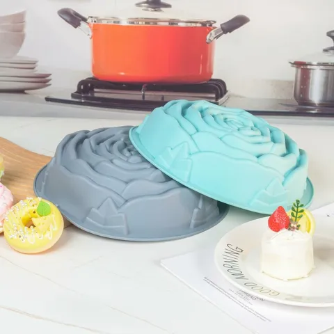 Moule à Gâteau en Silicone Fleur de Rose Plaque de Cuisson Antiadhésive Moule à Mousse Outil de Cuisson de Cuisine Pour Maison et Commercial
