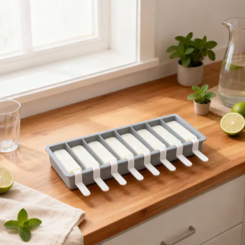 Moule à Glaçons en Silicone Avec Couvercle et Bâtonnet Fait Maison Grande Capacité Bac à Glaçons Cuisine Outil de Fabrication de Glace pour Cocktail
