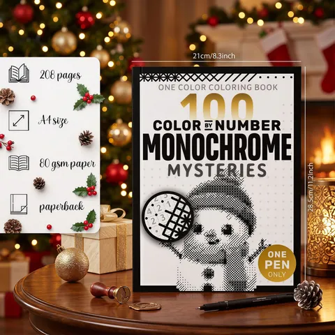 Natale Monochrome Mysteries Colora Con I Numeri Libro Da Colorare Per Adulti Antistress Carta Stampata Libro Di Disegno Regalo