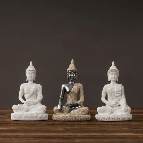 Statue de Bouddha Zen d'Asie du Sud Est Figurine de Méditation en Résine Rétro Sculpture pour Décoration de Bureau