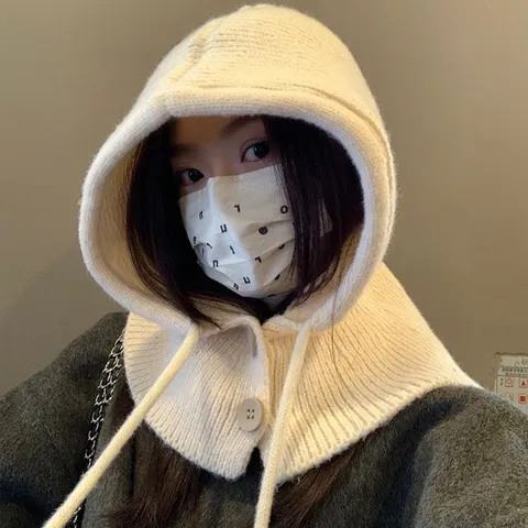 Winter Warm Gebreide Balaclava Hoed Winddichte Capuchon Sjaal Uit Eén Stuk Oorbescherming Thermische Muts Voor Vrouwen Mannen