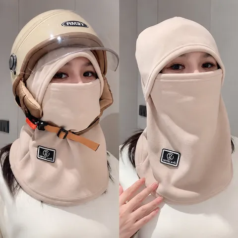 Winter Thermal Fleece Balaclava Windproof Cycling Face Mask Warm Hooded Scarf Hat For Women Outdoor Sports