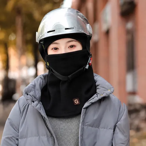 Winter Thermal Fleece Balaclava Windproof Cycling Face Mask Warm Hooded Scarf Hat For Women Outdoor Sports