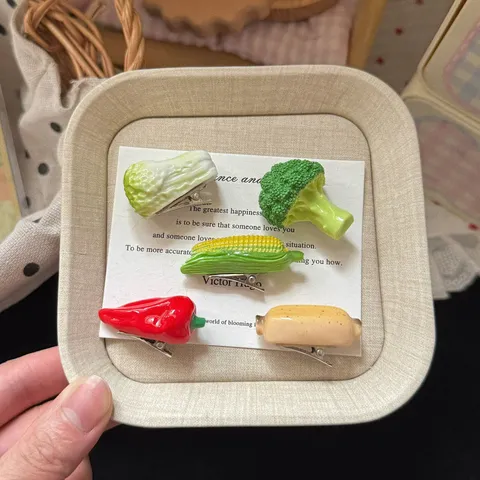 Cute Creative Vegetable Resin Hair Clip Sweet Girl Duckbill Hairpin Accessories