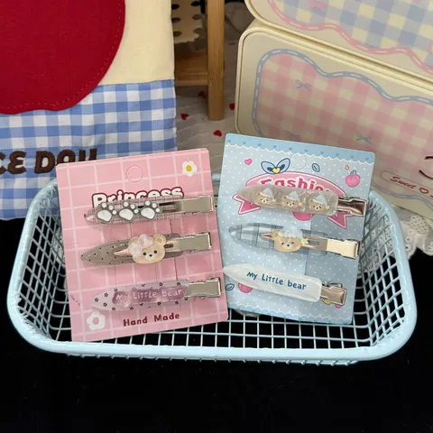 Sweet Cartoon Bear And Cat Paw Hair Clip Cute Acrylic Duckbill Hairpin For Women Daily Hair Styling Accessories