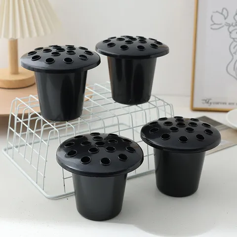 Black Plastic Flower Pot Lotus Design Cemetery Memorial Plant Pot Hydroponic Planter Modern Home Garden Decor