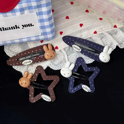 Cute Polka Dot Rabbit Hair Clip Sweet Cartoon Girl Bangs Hairpin Fashion Hair Accessories For Women Daily Wear