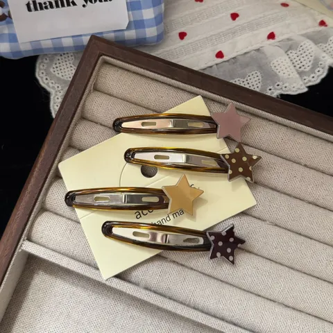 Korean Minimalist Polka Dot Star Acrylic BB Hair Clip Sweet Girl Bangs Hairpin Fashion Hair Accessories For Women