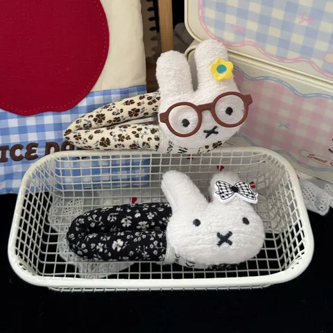Cute Plush Rabbit Hair Clip Sweet Floral Bow Hairpin Cartoon Animal Hair Accessories For Women And Girls Daily Wear