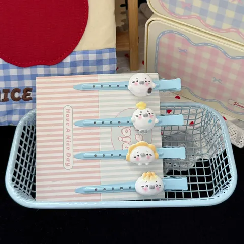 Blue Cute Cartoon Sea Lion Food Play Long Hair Clip Sweet Girlish Style Duckbill Hairpin Hair Accessories For Women